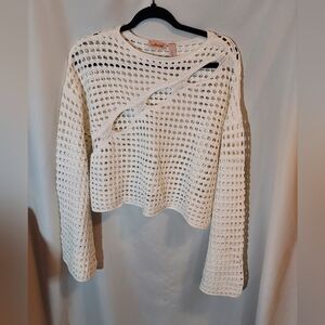 Willow & Root Ivory Cotton Blend Boho Beachy Crochet Top